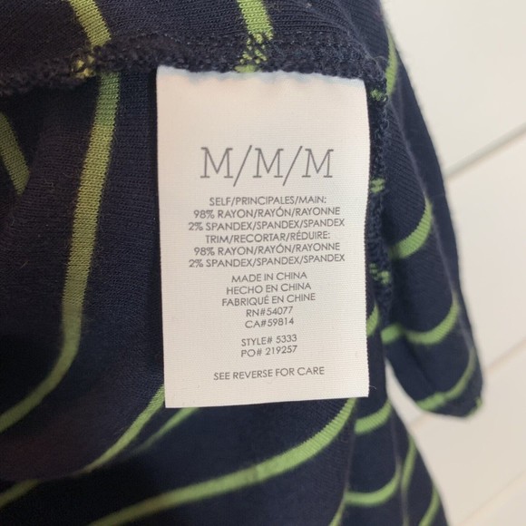 Cabi Medium Tunic Top Island Stripe Ibiza Tee Jersey Knit Hi-Low Blue Green 5333 - Picture 7 of 10